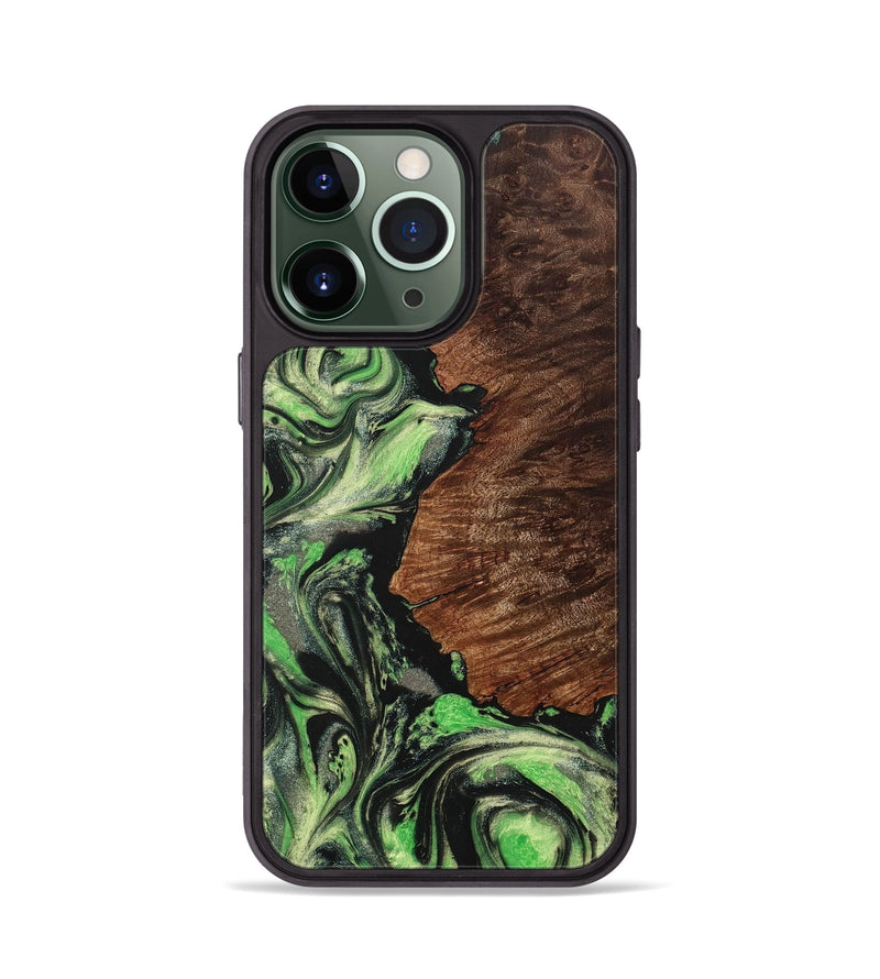 iPhone 13 Pro Wood+Resin Phone Case - Blake (Green, 707182)