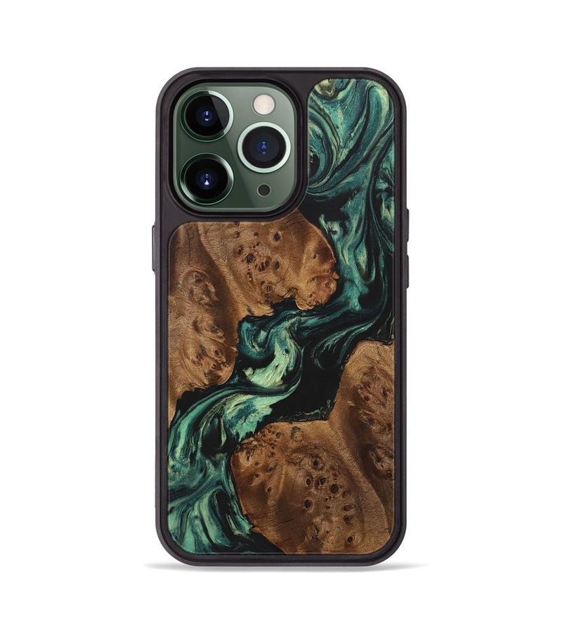 iPhone 13 Pro Wood+Resin Phone Case - Marvin (Green, 707194)