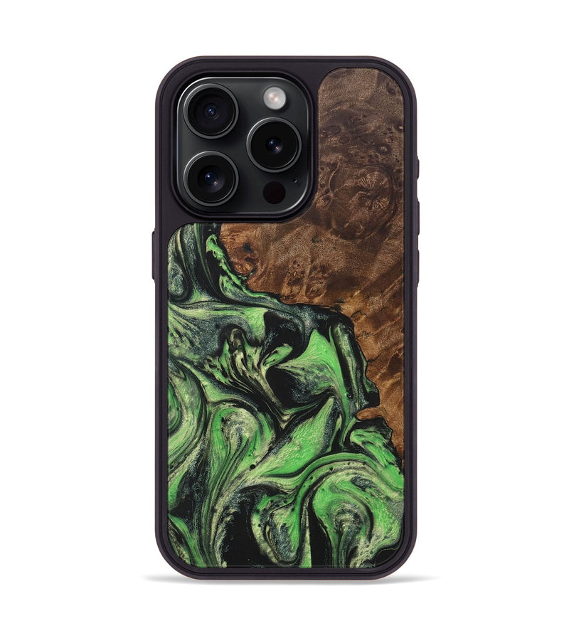iPhone 15 Pro Wood+Resin Phone Case - Mitchell (Green, 707197)