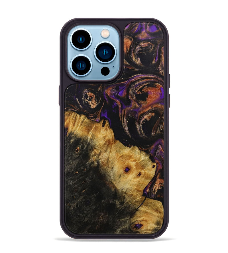 iPhone 14 Pro Max Wood+Resin Phone Case - Ariana (Purple, 707274)