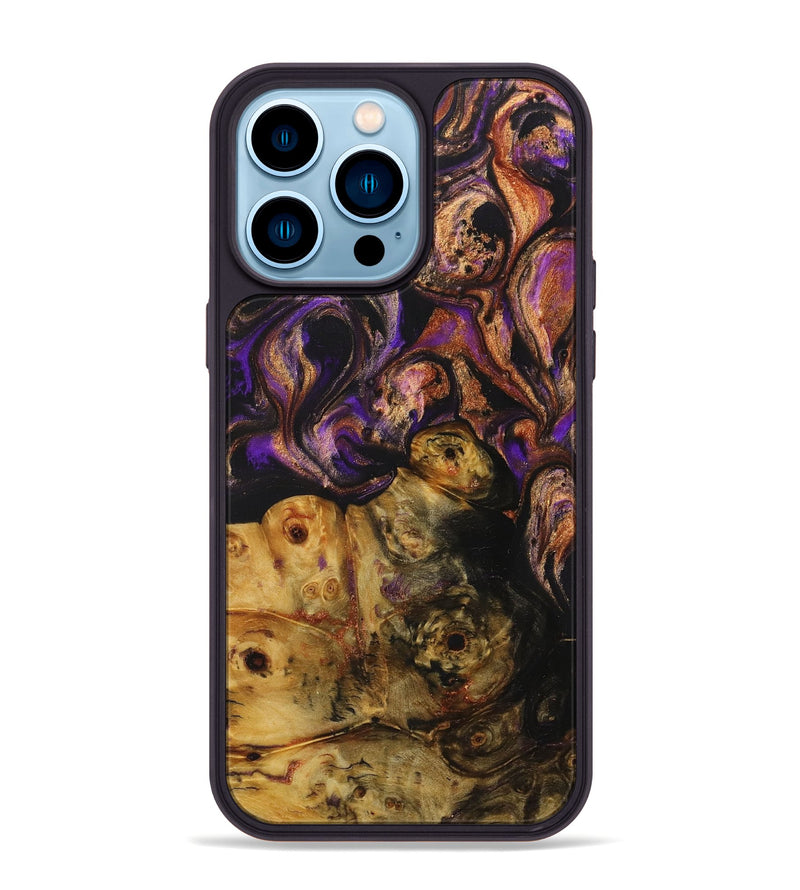 iPhone 14 Pro Max Wood+Resin Phone Case - Keith (Purple, 707314)