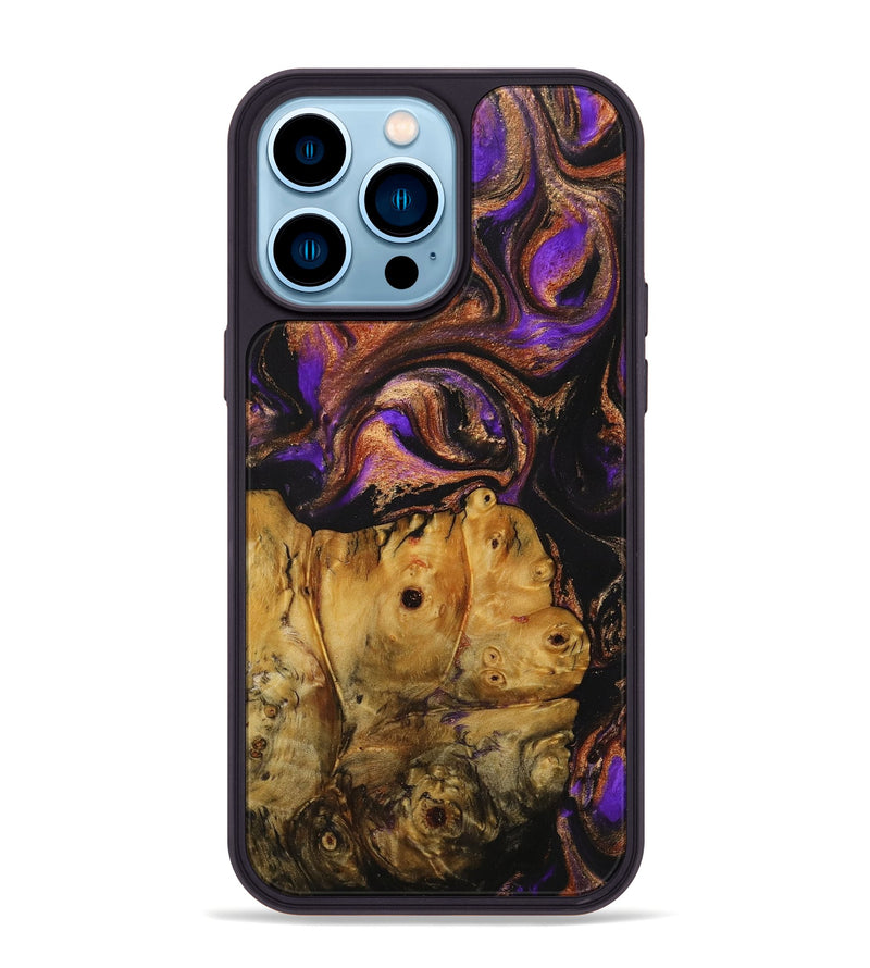 iPhone 14 Pro Max Wood+Resin Phone Case - Staci (Purple, 707330)