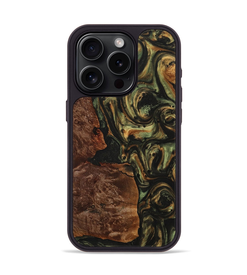 iPhone 15 Pro Wood+Resin Phone Case - Gilbert (Green, 707363)