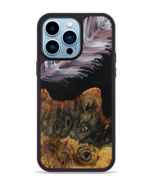 iPhone 14 Pro Max Wood+Resin Phone Case - Cohen (Feather, 707398)