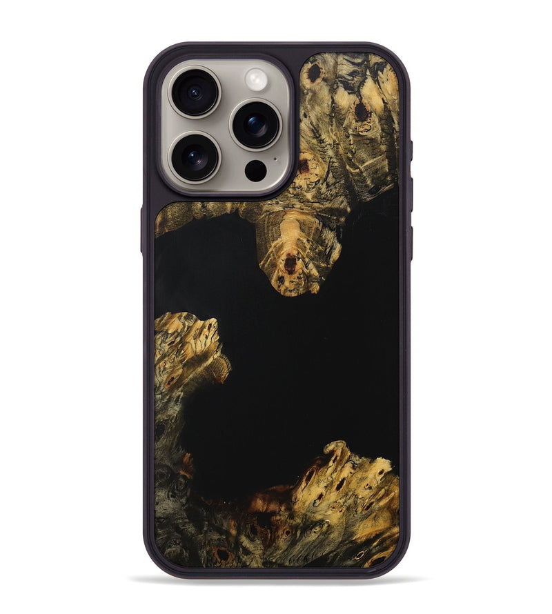 iPhone 15 Pro Max Wood+Resin Phone Case - Carole (Pure Black, 707531)