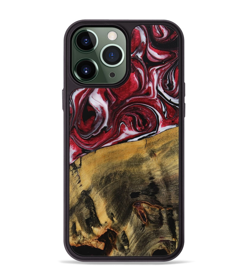 iPhone 13 Pro Max Wood+Resin Phone Case - Natasha (Red, 707855)