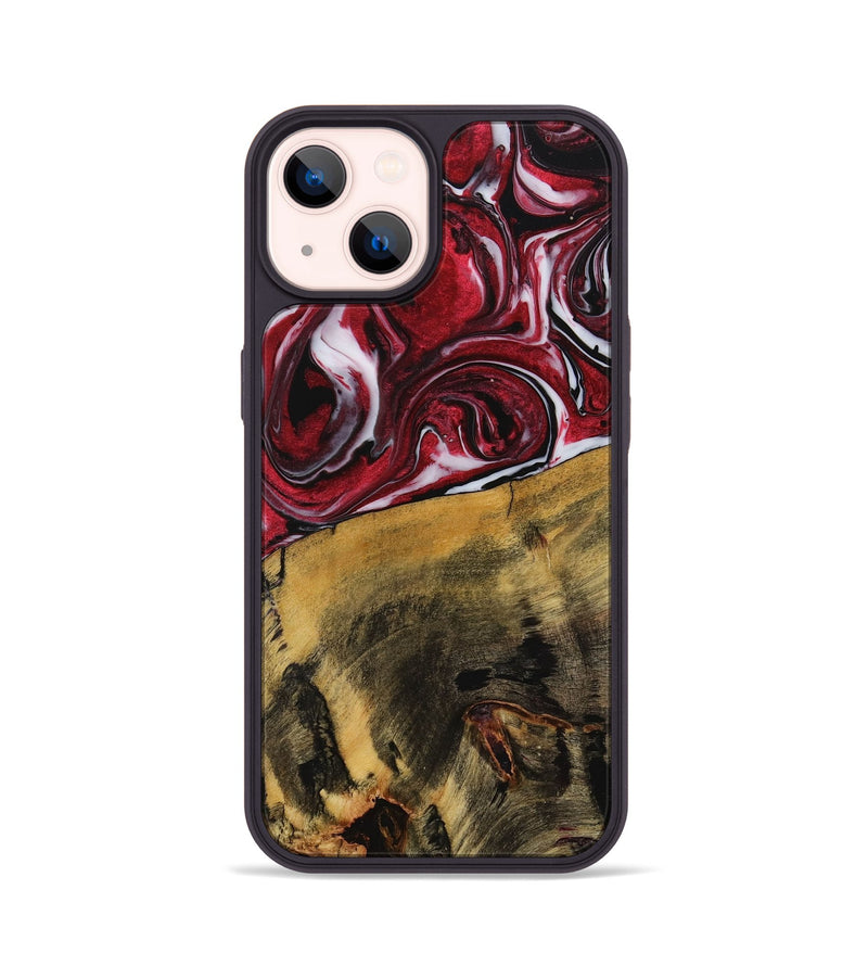 iPhone 14 Wood+Resin Phone Case - Natasha (Red, 707855)