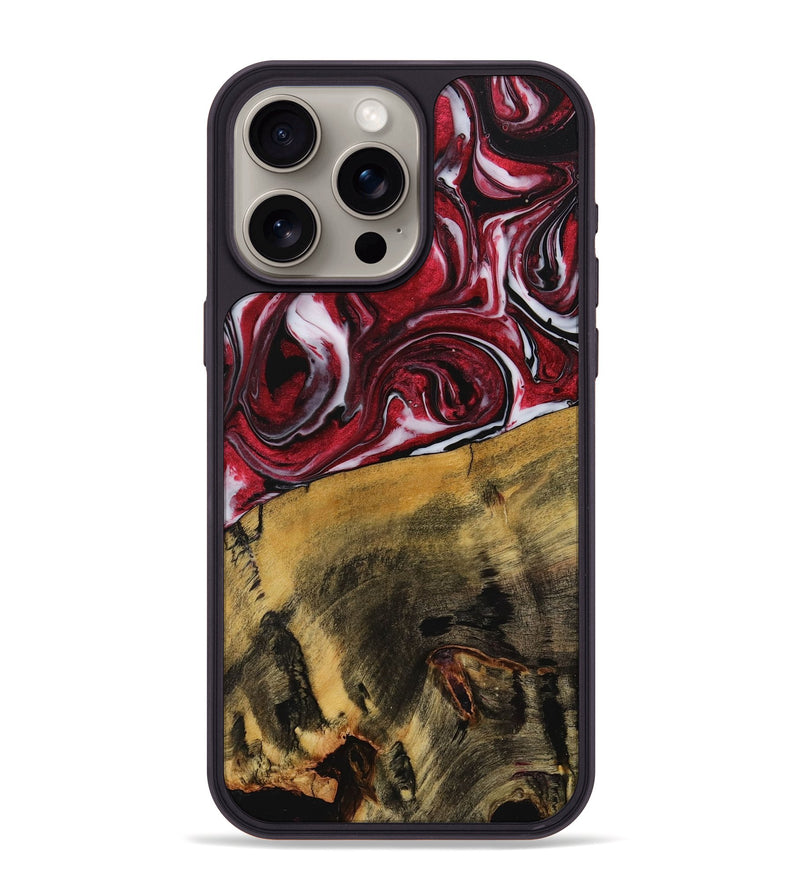 iPhone 15 Pro Max Wood+Resin Phone Case - Natasha (Red, 707855)