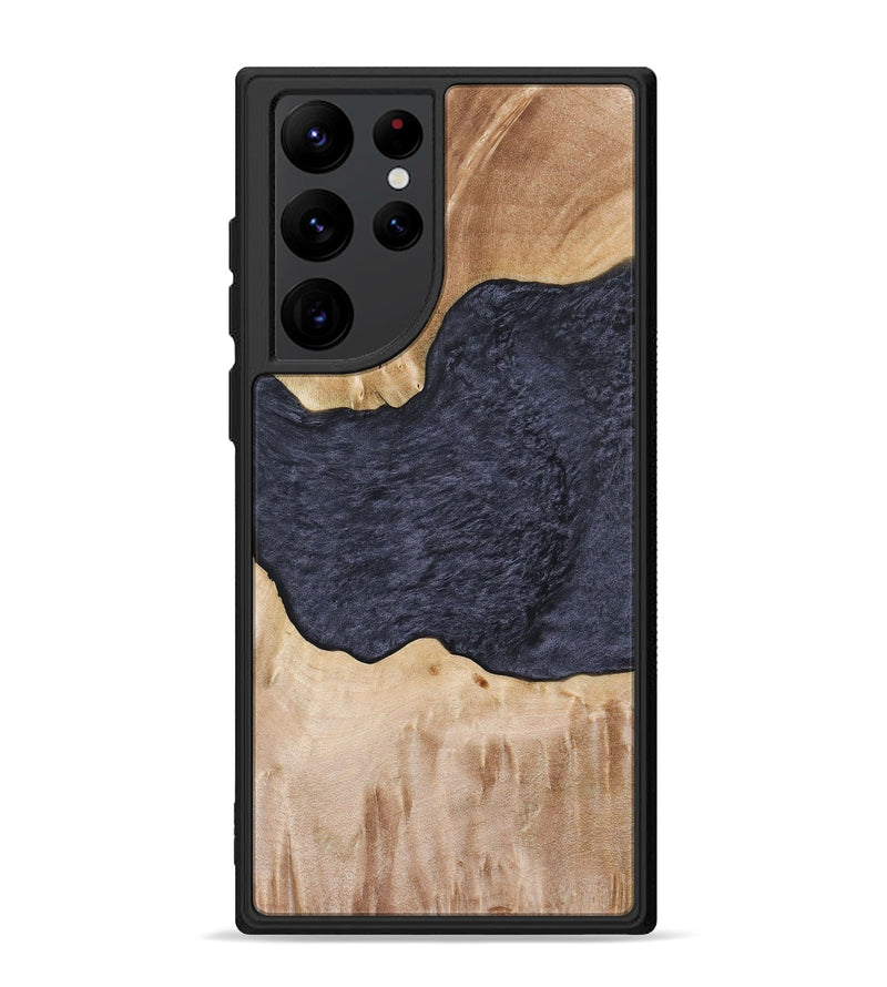 Galaxy S22 Ultra Wood+Resin Phone Case - Jazmin (Pure Black, 707860)