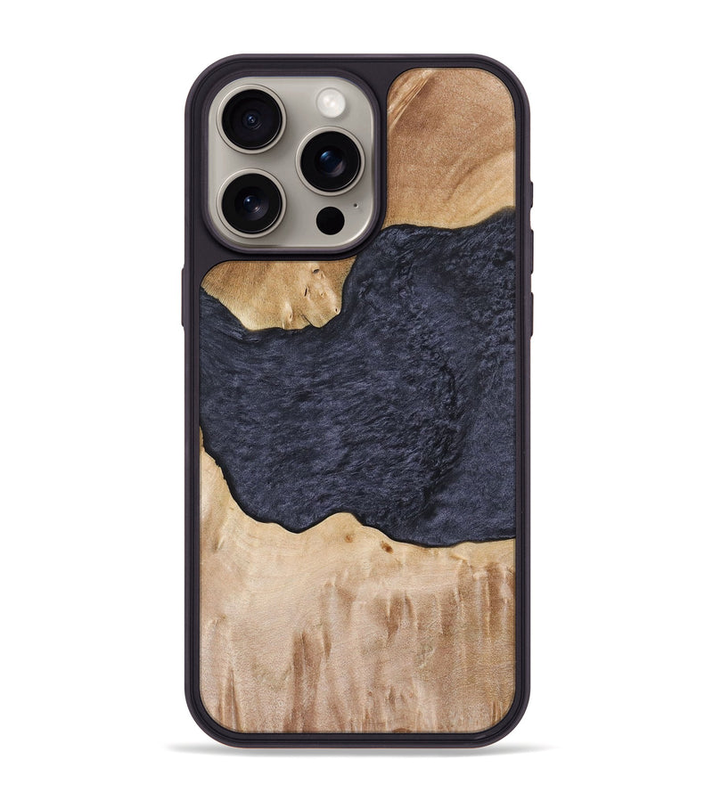 iPhone 15 Pro Max Wood+Resin Phone Case - Jazmin (Pure Black, 707860)