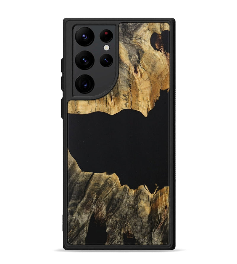 Galaxy S22 Ultra Wood+Resin Phone Case - Ximena (Pure Black, 707861)