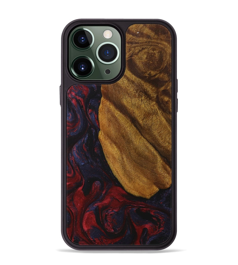 iPhone 13 Pro Max Wood+Resin Phone Case - Paola (Red, 707891)