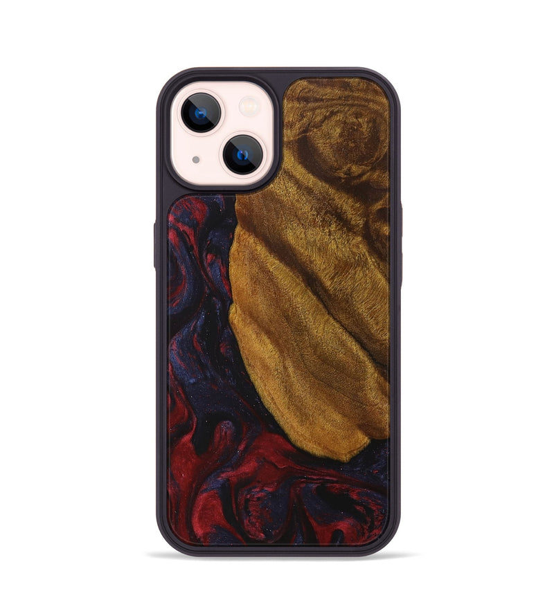 iPhone 14 Wood+Resin Phone Case - Paola (Red, 707891)