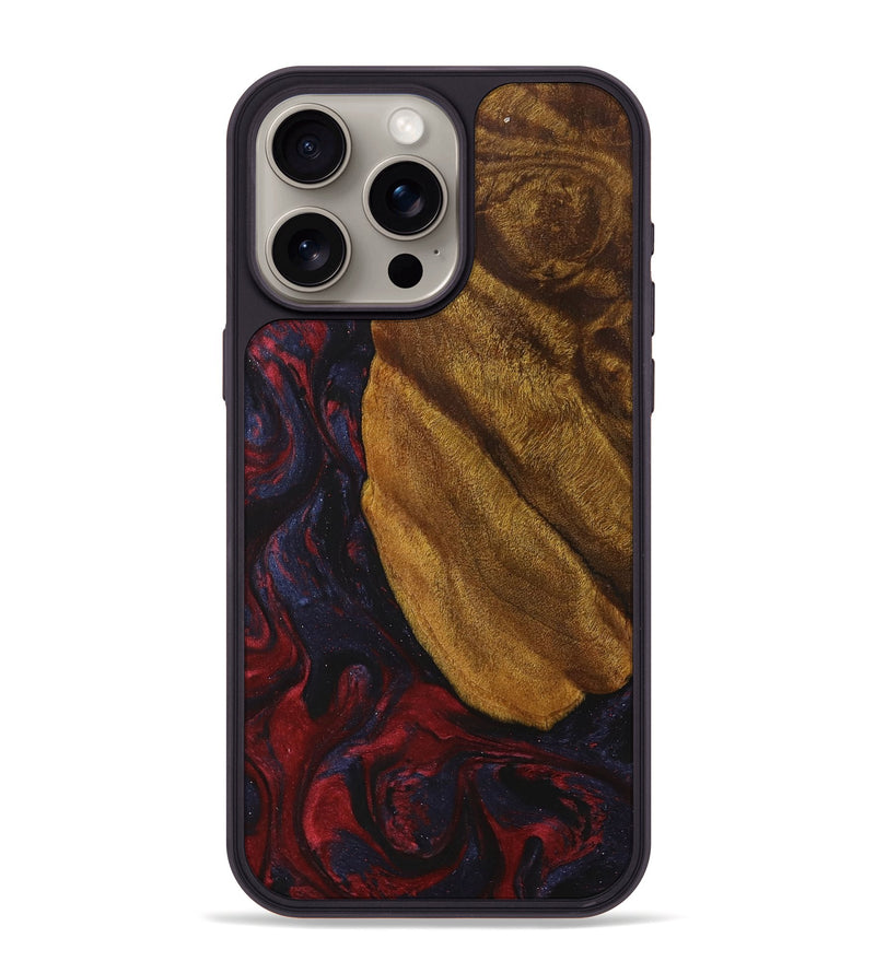 iPhone 15 Pro Max Wood+Resin Phone Case - Paola (Red, 707891)