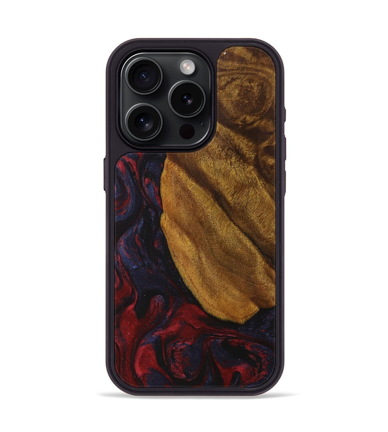 iPhone 15 Pro Wood+Resin Phone Case - Paola (Red, 707891)