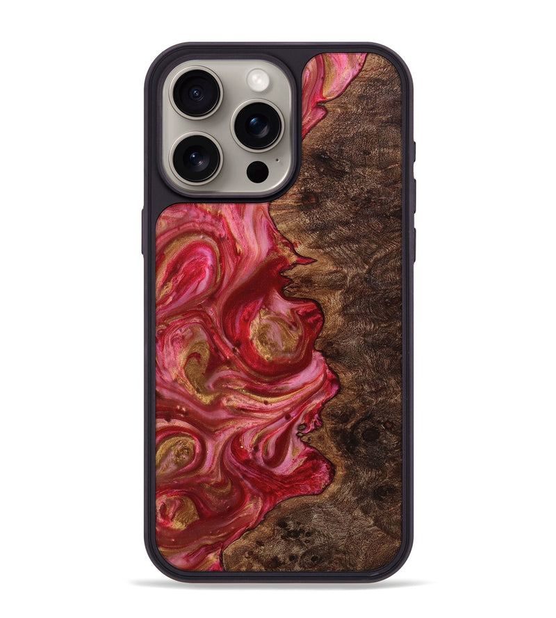 iPhone 15 Pro Max Wood+Resin Phone Case - Jaime (Red, 707901)