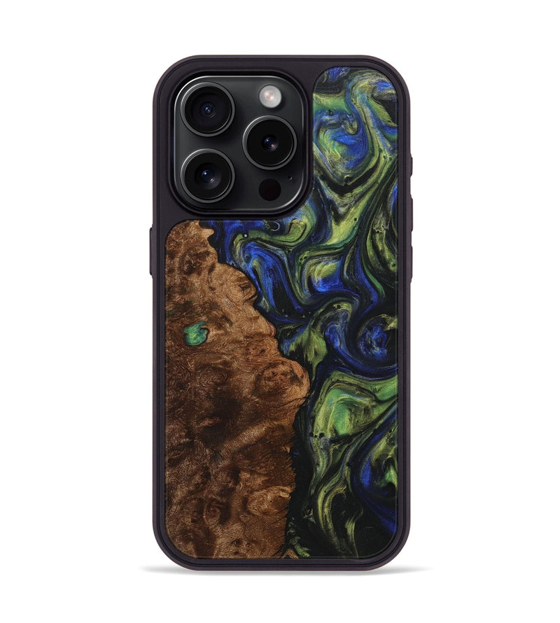 iPhone 15 Pro Wood+Resin Phone Case - Ben (Green, 707920)