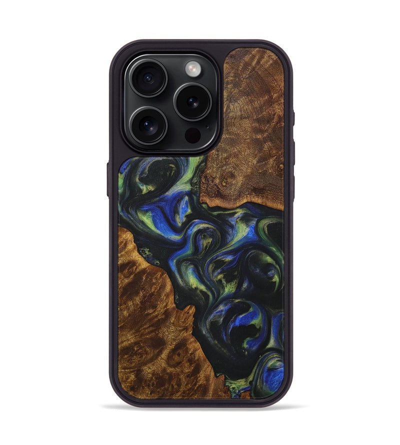 iPhone 15 Pro Wood+Resin Phone Case - Beckham (Green, 707921)