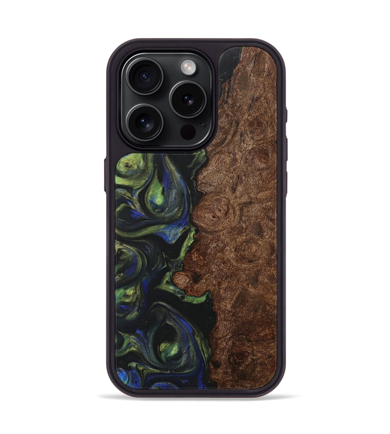 iPhone 15 Pro Wood+Resin Phone Case - Iva (Green, 707933)