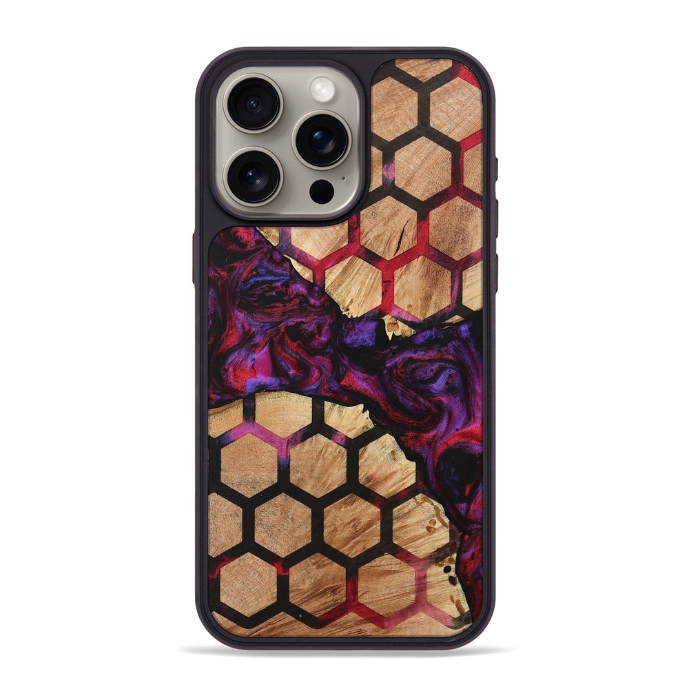 iPhone 15 Pro Max Wood+Resin Phone Case - Chloe (Pattern, 708033) - Carved