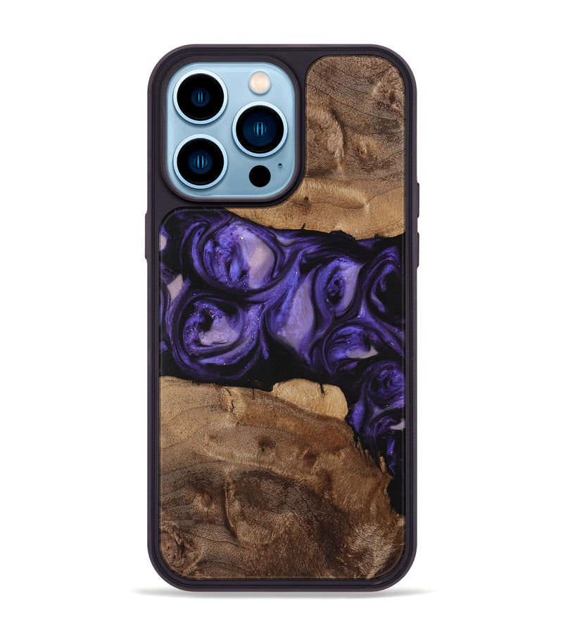 iPhone 14 Pro Max Wood+Resin Phone Case - Sue (Purple, 708160)