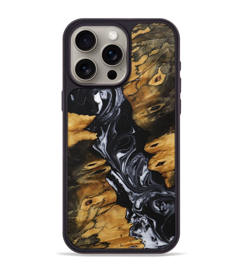 iPhone 15 Pro Max Wood+Resin Phone Case - Nash (Black & White, 708249)