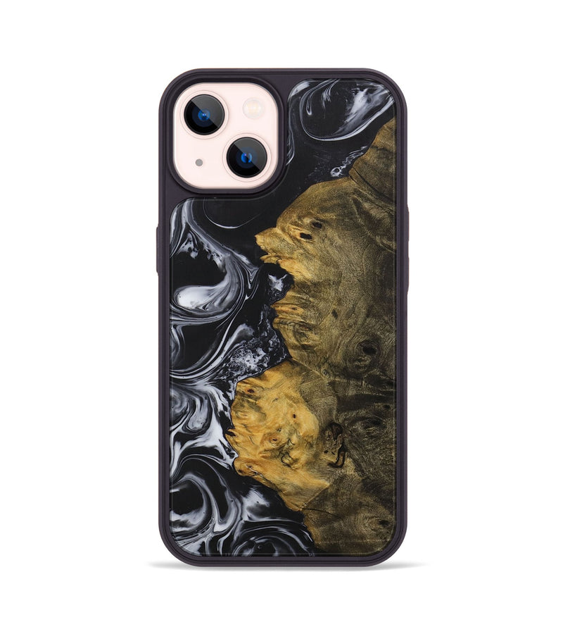 iPhone 14 Wood+Resin Phone Case - Lori (Black & White, 708250)