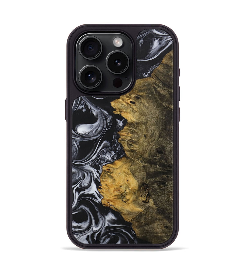 iPhone 15 Pro Wood+Resin Phone Case - Lori (Black & White, 708250)