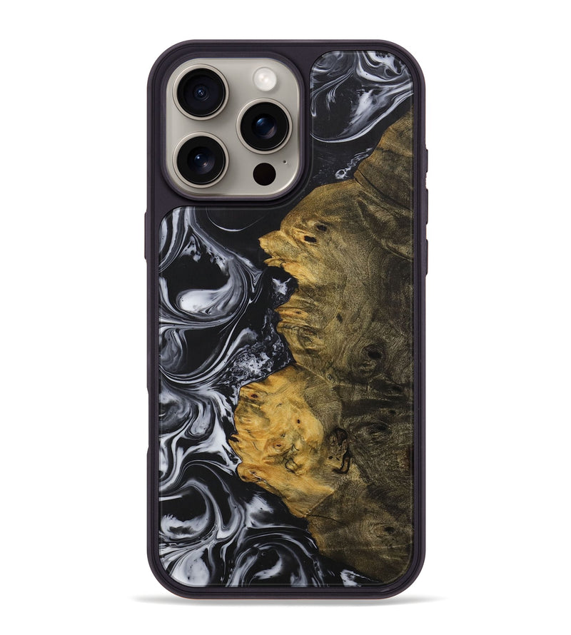 iPhone 16 Pro Max Wood+Resin Phone Case - Lori (Black & White, 708250)