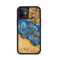 iPhone 12 Wood+Resin Phone Case - Margot (Teal & Gold, 708399)