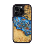 iPhone 15 Pro Wood+Resin Phone Case - Margot (Teal & Gold, 708399)