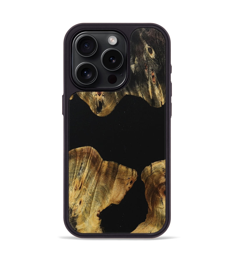 iPhone 15 Pro Wood+Resin Phone Case - Tevin (Pure Black, 708414)
