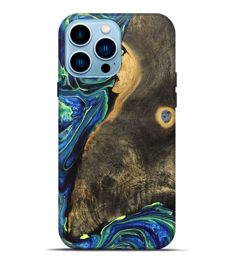 iPhone 14 Pro Max Wood+Resin Live Edge Phone Case - Richard (Blue, 708458)