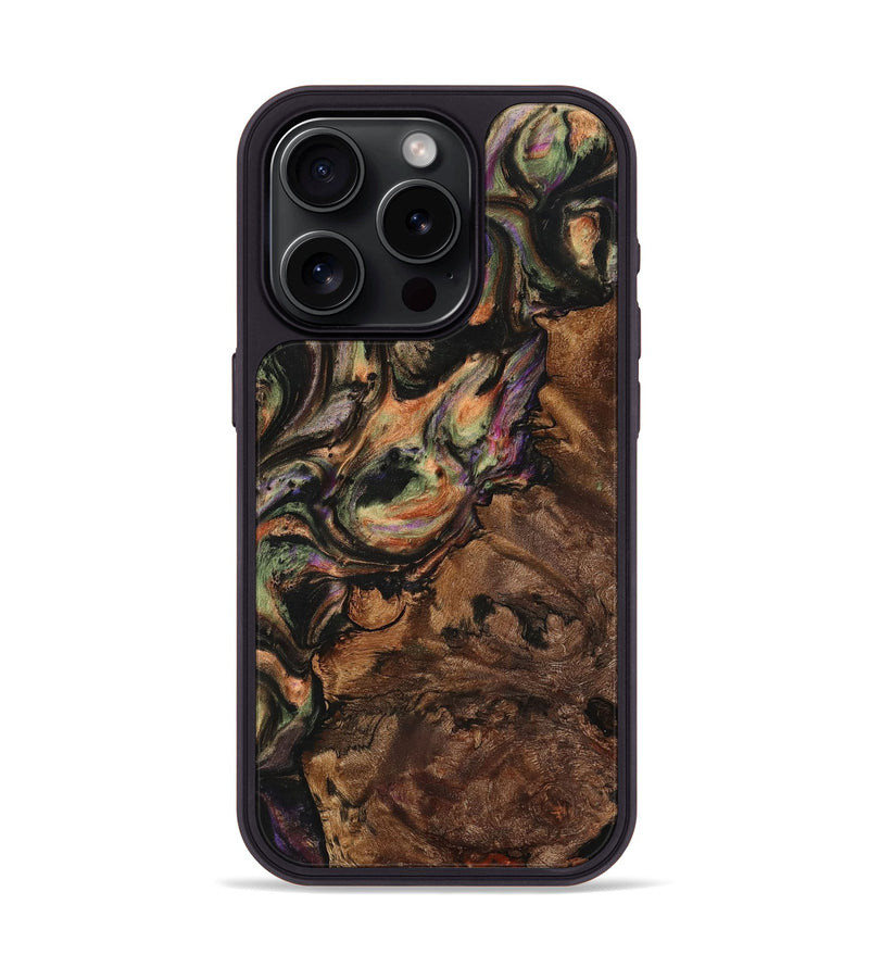 iPhone 15 Pro Wood+Resin Phone Case - Rene (Green, 708476)
