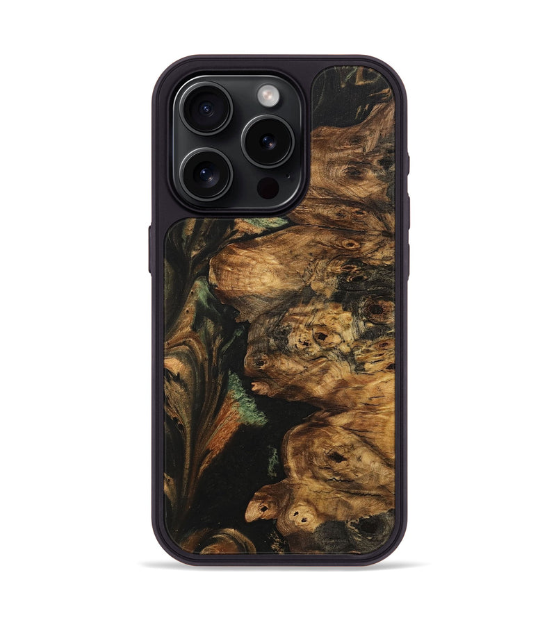 iPhone 15 Pro Wood+Resin Phone Case - Barrett (Green, 708477)