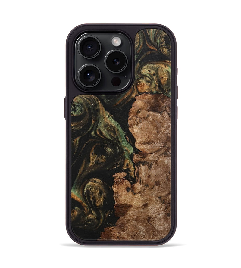 iPhone 15 Pro Wood+Resin Phone Case - Katrina (Green, 708480)