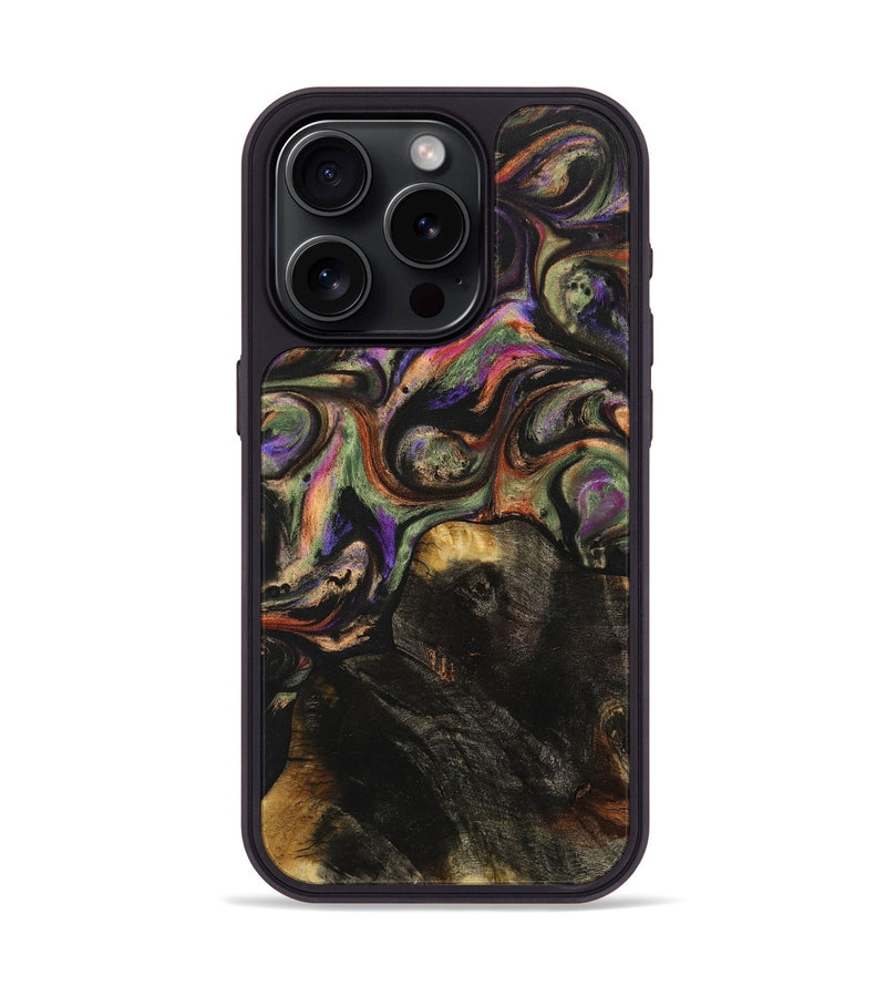 iPhone 15 Pro Wood+Resin Phone Case - Melba (Green, 708485)