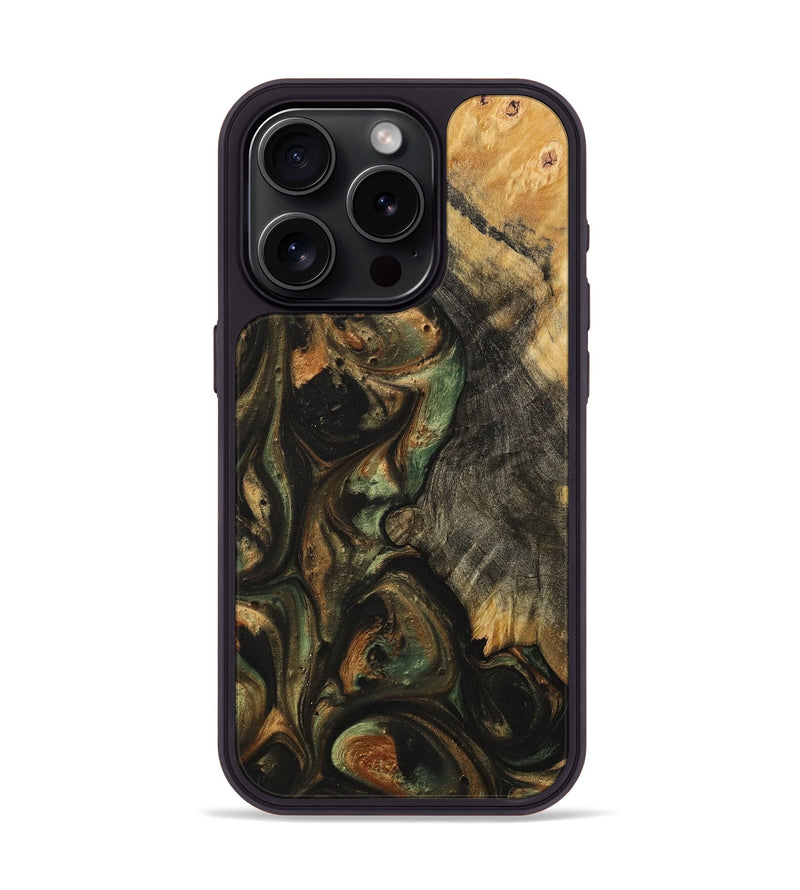 iPhone 15 Pro Wood+Resin Phone Case - Cairo (Green, 708503)