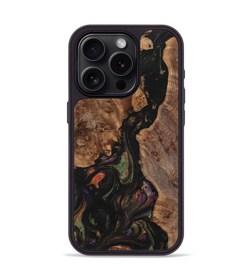 iPhone 15 Pro Wood+Resin Phone Case - Susie (Green, 708508)