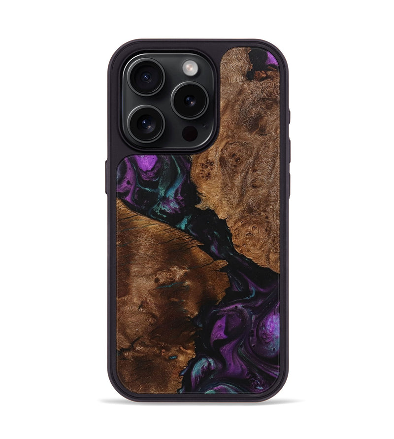 iPhone 15 Pro Wood+Resin Phone Case - Itzel (Purple, 708699)