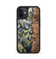 iPhone 12 Wood+Resin Phone Case - Terrance (Teal & Gold, 708815)