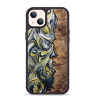 iPhone 14 Plus Wood+Resin Phone Case - Terrance (Teal & Gold, 708815)
