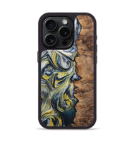 iPhone 15 Pro Wood+Resin Phone Case - Terrance (Teal & Gold, 708815)