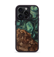 iPhone 15 Pro Wood+Resin Phone Case - Daryl (Green, 708960)