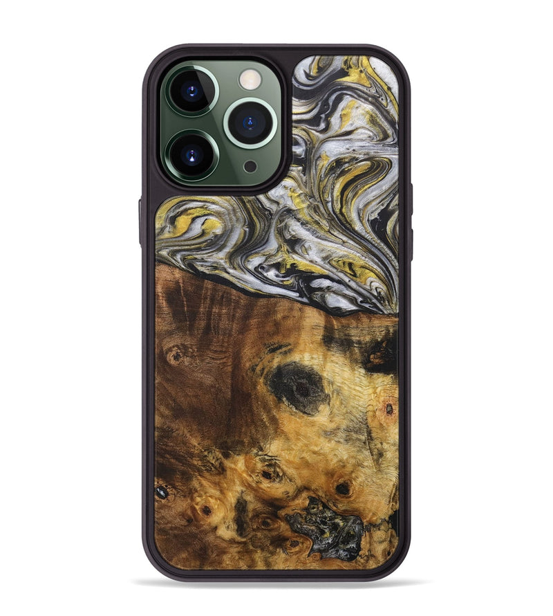 iPhone 13 Pro Max Wood+Resin Phone Case - Dixie (Black & White, 708964)