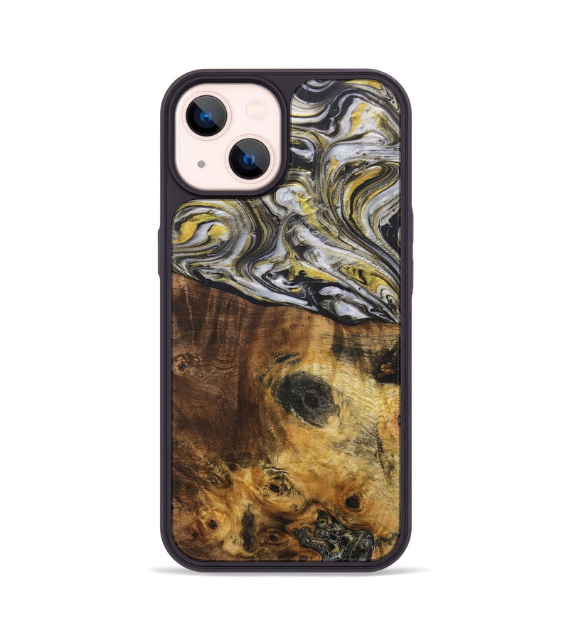 iPhone 14 Wood+Resin Phone Case - Dixie (Black & White, 708964)