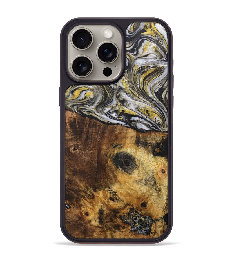 iPhone 15 Pro Max Wood+Resin Phone Case - Dixie (Black & White, 708964)