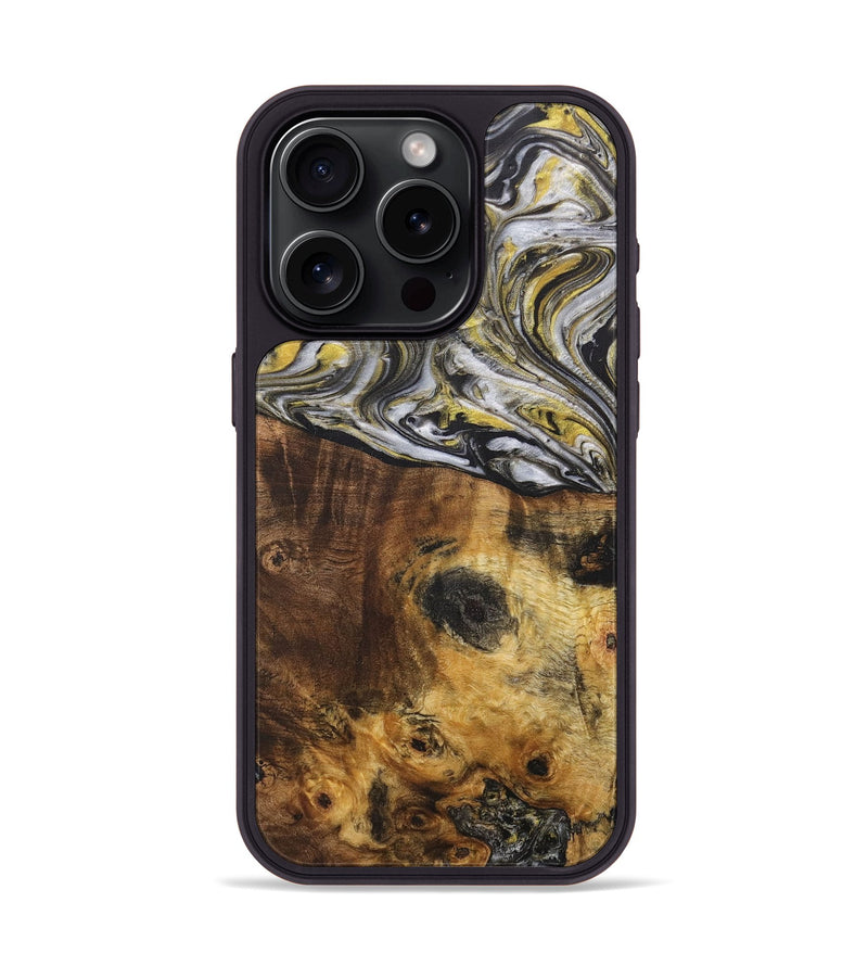 iPhone 15 Pro Wood+Resin Phone Case - Dixie (Black & White, 708964)