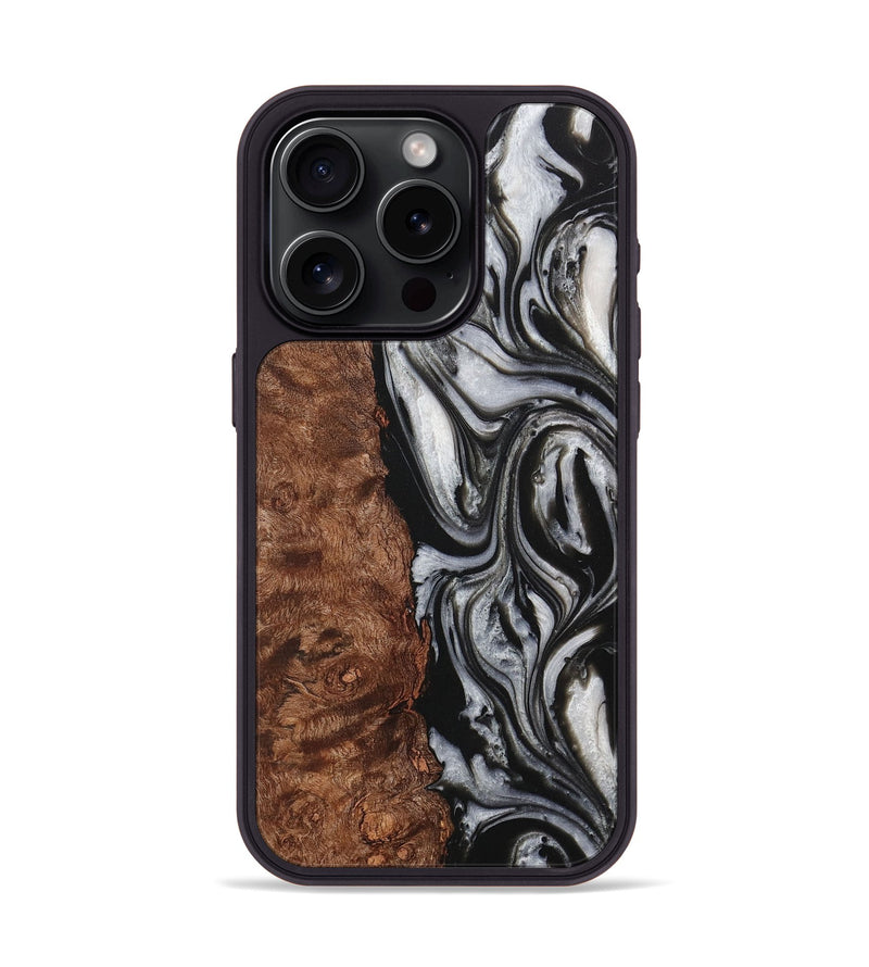 iPhone 15 Pro Wood+Resin Phone Case - Maddox (Black & White, 708973)