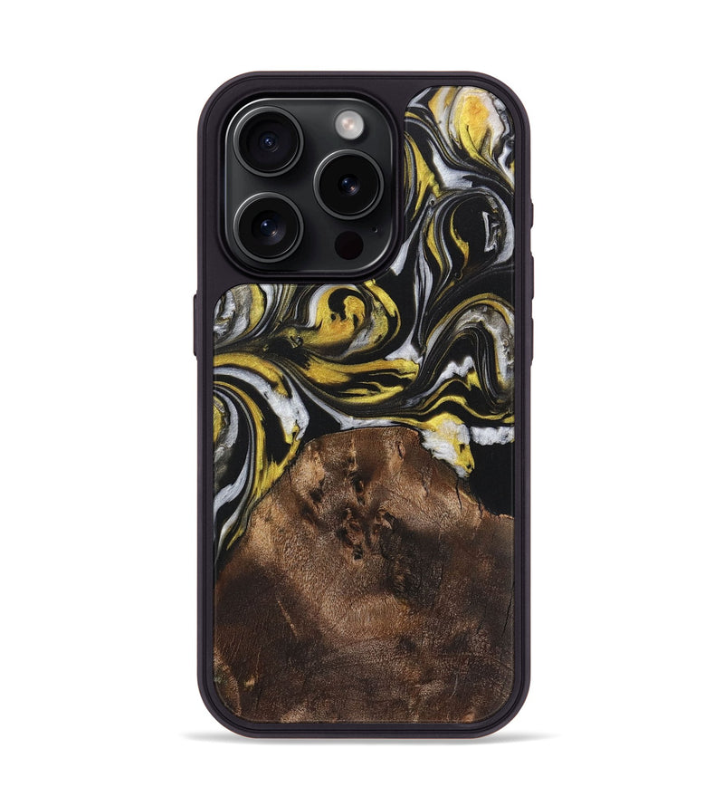 iPhone 15 Pro Wood+Resin Phone Case - Faith (Black & White, 708975)